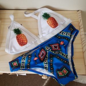 Pineapple Print Swimsuit Set